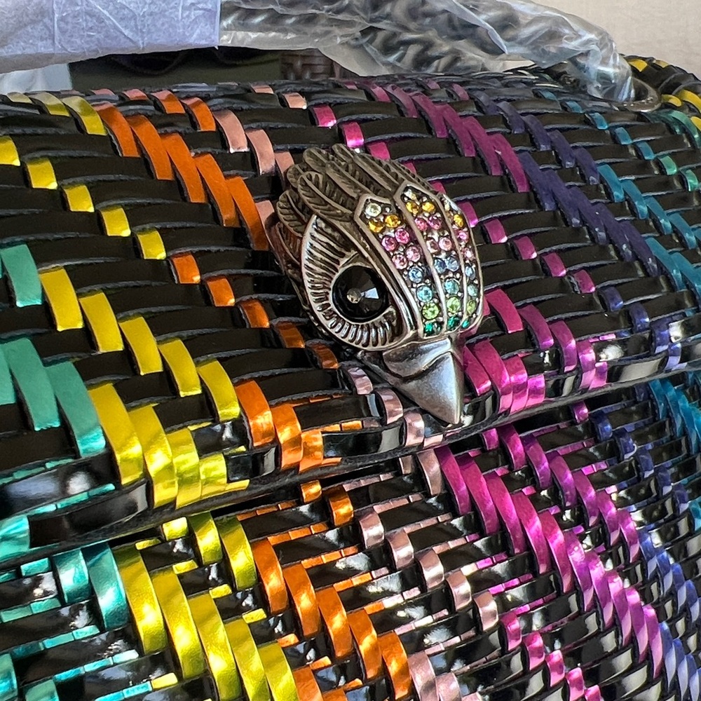 KURT GEIGER Kensington woven rainbow patent metallic convertible bag on chain - Picture 13 of 16